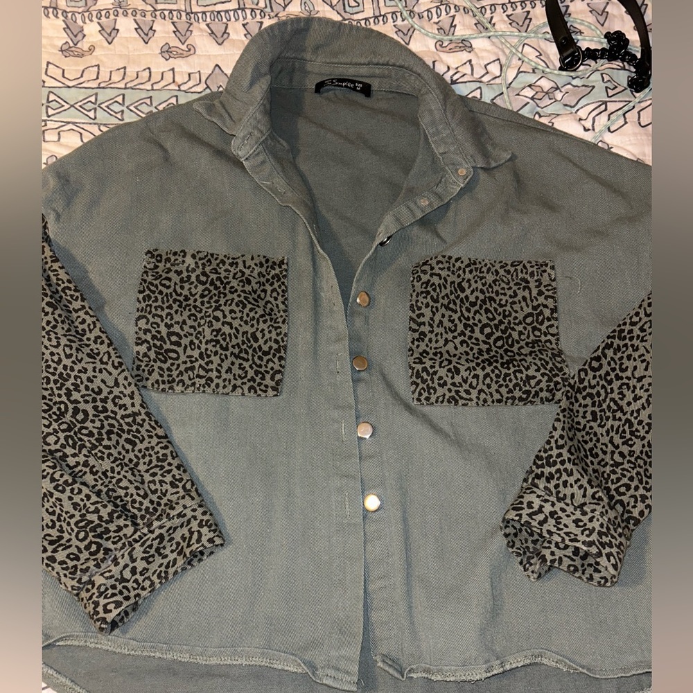 boutique brand army green shacket